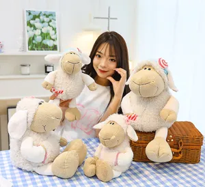 Detail scene showing cute candy sheep plush toy features, soft texture and lovely design for kids.