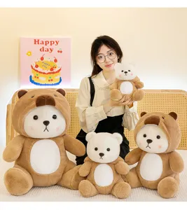 Vista detallada del tierno oso de peluche, almohada de muñeca suave regalo para niños y niñas.