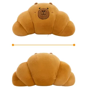 Lindo cojín de felpa de cruasán capibara suave animal de peluche muñeca de pan regalo deco