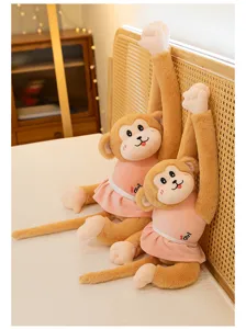 Long arm monkey plush toy cute hanging stuffed animal doll for room decor and curtain tie