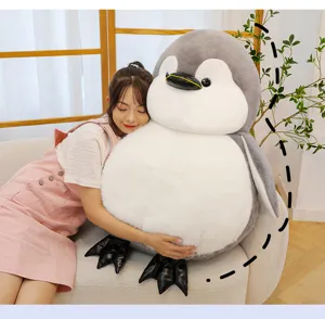 Cute fat penguin plush toy stuffed animal pillow, soft doll comforting gift for kids.