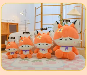 Cute orange fox plush toy stuffed animal doll soft pillow birthday gift for kids 35-80cm