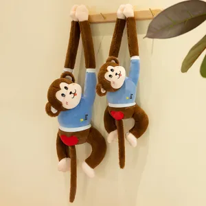Cute Long Arm Monkey Plush Toy Stuffed Animal Doll Curtain Tieback Soft Long Plush PP Cotton Toy Gift For Kids Home Decor