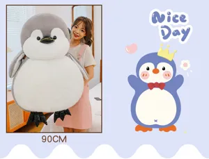 Large cute fat penguin plush toy pillow, soft stuffed animal doll for kids birthday gift 90cm