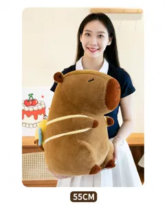 Mignon 55cm capybara peluche avec sac à dos, poupée en peluche douce pour enfants et cadeaux.