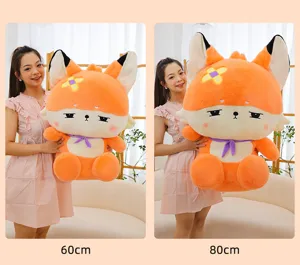 Cute orange fox plush toy doll pillow soft stuffed animal for girls birthday gift idea