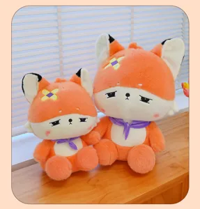 Cute orange little fox plush toy soft doll pillow gift for girls birthday and valentine day.