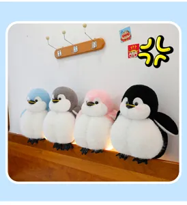 Cute fat penguin plush toy, soft stuffed animal doll pillow for kids and gift, multi-color.