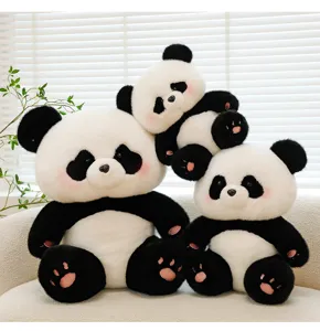 Cute cartoon giant panda plush toys set, soft stuffed animal doll for kids and girls.