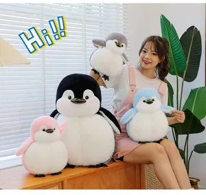 Cute simulation fat penguin plush toy detail view, soft stuffed doll pillow for gifts.