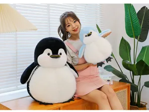 Cute fat penguin plush toy soft stuffed animal doll pillow for kids and home decor gifts.
