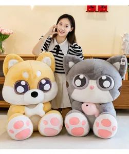Cute big-eyed cat and Shiba Inu plush toys, soft stuffed animal dolls and hug pillows.