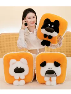 Cute toast dog plush pillow stuffed animal cushion for sofa home office nap decor.
