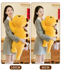 Cute dinosaur plush toy long body pillow 100cm 80cm soft stuffed animal doll for bed sleep