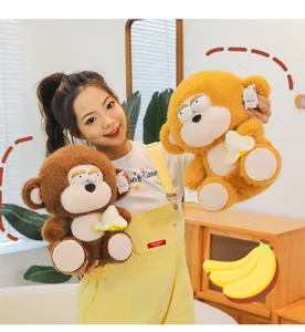 Süßer Bananen Affe Plüschtier weiches Stofftier Puppe Kinder Geburtstag Geschenk Kissen Deko neu