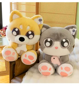 Cute big eye cat and shiba inu plush toy doll soft pillow for kids gift cute companion item