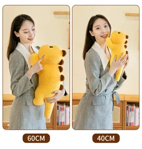 Cute yellow dinosaur plush toy long pillow soft doll 40cm 60cm bedroom sleeping companion