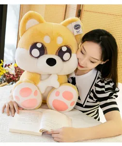 Cute big eye shiba inu plush toy doll fluffy stuffed animal pillow for kids gift home decor.