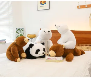 Cute animal plush toys set including polar bear panda and brown bear soft dolls for kids.