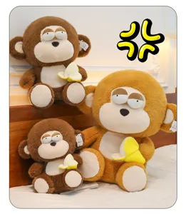 Süßes braunes Bananen Affen Plüschtier weiches Stofftier Puppe Kinder Geschenk