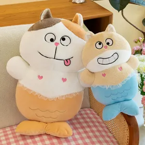 Creative Mermaid Cat Plush Toy Stuffed Animal Soft Pillow Cute Cartoon Doll Bed Cushion Gift For Kids