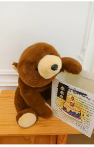 Cute brown plush teddy bear stuffed animal toy doll, perfect for sleeping pillow and kids gift.