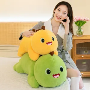 Cute dinosaur plush toy long pillow, soft stuffed animal doll for kids and bedroom sleeping.