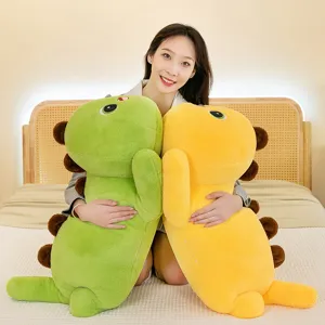 Cute dinosaur plush toy long body pillow soft stuffed doll bed companion for sleeping