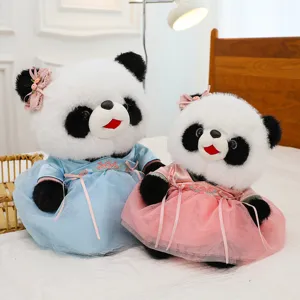 Cute Hanfu panda plush toy, lovely stuffed animal doll, soft kids soothing birthday gift.