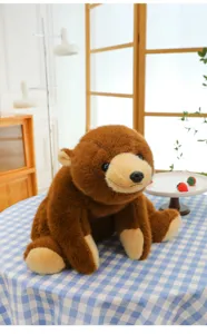 Cute brown plush bear toy soft hugging doll comforting sleeping pillow gift for kids