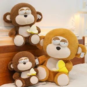 Süßes Bananen Affe Plüschtier Weiche Stofftier Puppe Kinder Geburtstag Geschenk Schlafende Begleiter Kissen Heimdekoration