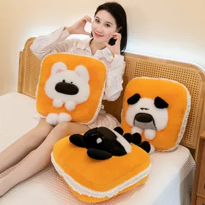Cute toast plush pillow and cushion with adorable cartoon animal design for sofa and bed decor.