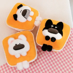 Cute toast dog plush pillow soft cartoon animal cushion for sofa bed home room bedroom decor