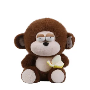 Niedliches braunes Affen Plüschtier mit Banane, weiche Kuschelpuppe als tolles Kindergeschenk