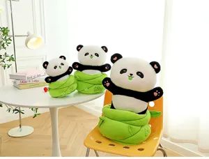 Cute bamboo shoot panda plush toy stuffed animal doll soft pillow gift for kids room decor