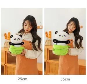 Cute bamboo panda plush toy doll fluffy stuffed animal birthday gift for kids 25cm 35cm