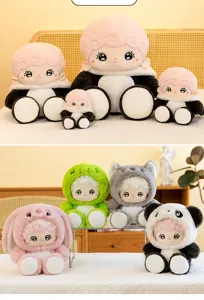Bonito juguete de peluche suave con capucha de animal disenado, cojin de regalo.