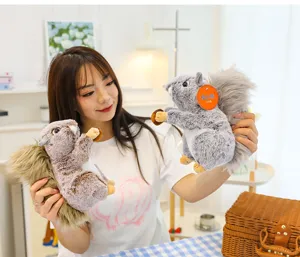 Cute simulation rabbit fur squirrel plush toy stuffed animal doll for kids birthday gift