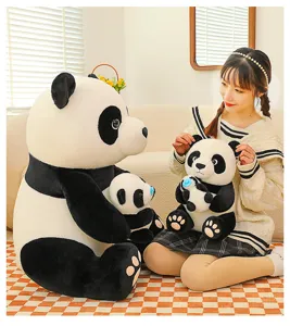 Cute giant panda plush toy mother and child soft stuffed doll for kids gift home decor.