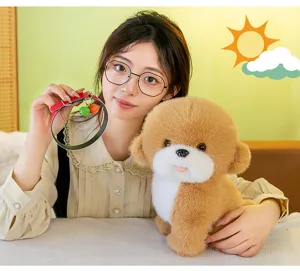 Cute puppy plush toy and bell pet collar set, soft stuffed animal gift for kids and pets.
