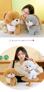 Cute puppy plush toy with bell, soft stuffed animal dog doll for kids birthday gift and home decor.