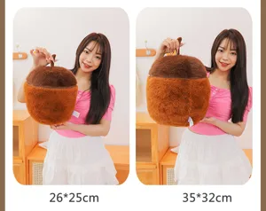 Cute acorn plush toy pillow soft squirrel doll birthday gift for kids and girls detail view