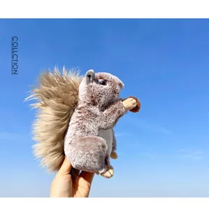 Cute simulation rabbit fur squirrel plush toy doll for kids birthday gift and decor
