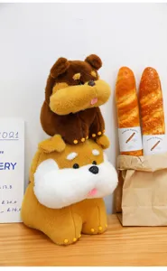 Cute stacked plush dog toy simulation cartoon puppy doll children birthday gift pillow decoration