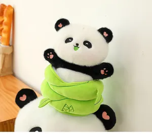 Cute bamboo panda plush toy stuffed animal soft doll children birthday gift for kids and home decor