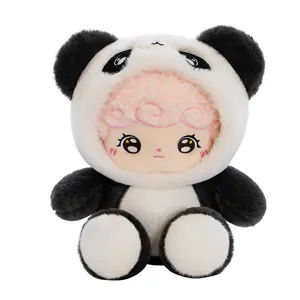 Lindo muñeco de peluche con capucha de panda animal esponjoso cojín regalo de cumpleaños