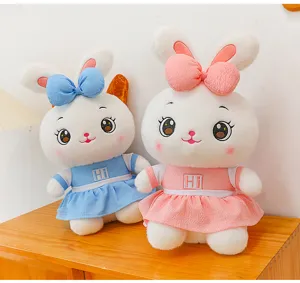 Cute couple bunny plush toys stuffed animal cute rabbit dolls with dresses for girls gift