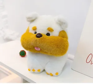 Cute standing cartoon dog plush toy, soft stuffed animal doll for kids cute birthday gift.