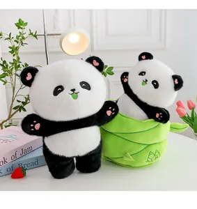 Cute bamboo shoot panda plush toy set soft stuffed animal doll children birthday gift