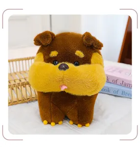 Cute standing cartoon dog plush toy, soft stuffed animal doll for kids birthday gift pillow.